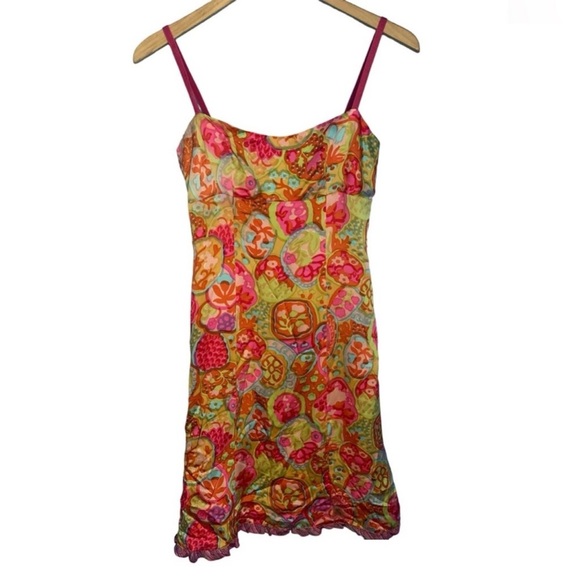 Nanette Lepore VINTAGE 100% Silk Dress 90s Vibrant Multicolor Sleeveless Retro 4 - Picture 1 of 7